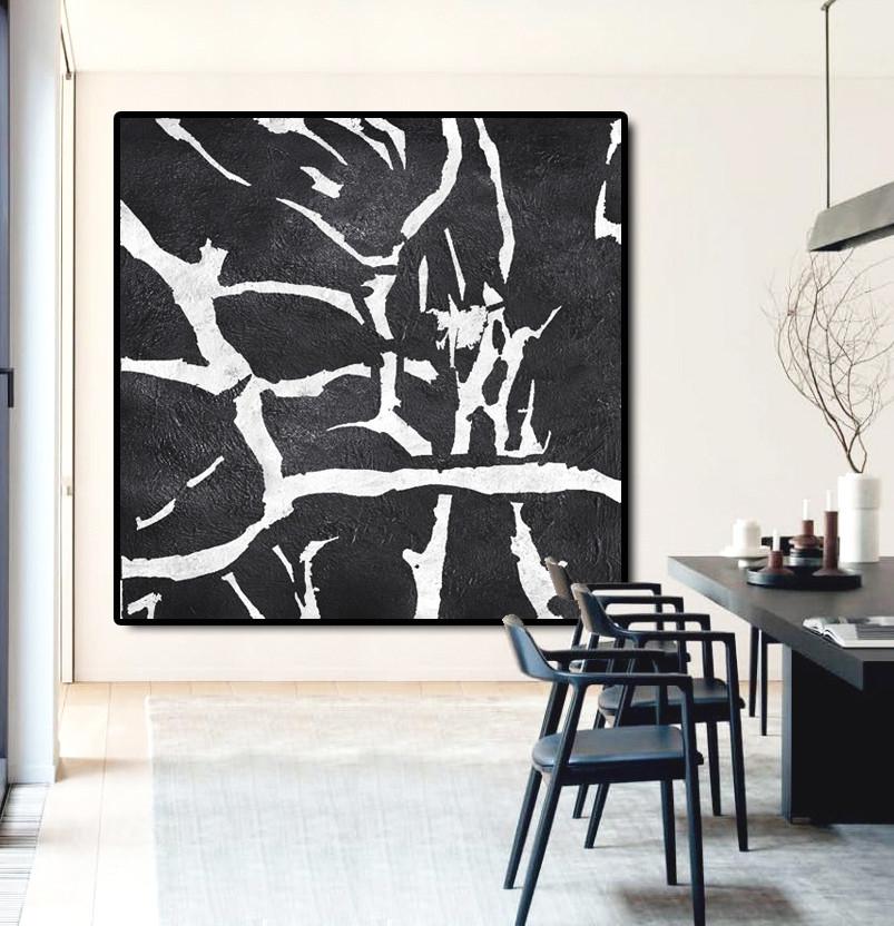 Minimal Black and White Painting #MN5A - Click Image to Close
